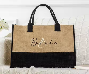 Beach <b>Bags</b> for Women Personalize Large Capacity <b>Bridesmaid</b> Bachelorette <b>Gift</b> Cotton Canvas Burlap Tote <b>Bags</b> - Product Image 3