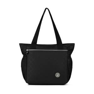 Sac fourre-tout décontracté à motif diamant, grande capacité, en tissu Oxford, résistant à l'eau, sac à bandoulière pour usage quotidien, noir - Product Image 1