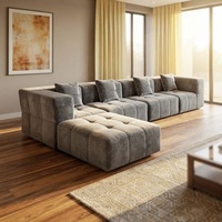 Canapé d'angle mobile VONLIVA en velours, design créatif minimaliste, pour salon, trois places, style décontracté et luxueux
