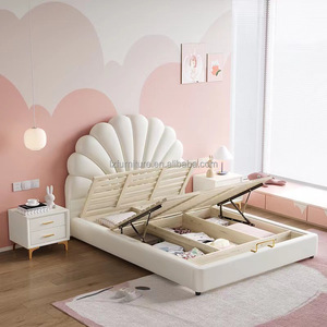 Lit de princesse moderne en bois massif, taille personnalisée, design en forme de coquille, avec fonctions de rangement convertibles, pour chambre d'hôtel et usage commercial - Product Image 5