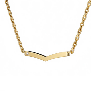 Collier pendentif en forme d'os à la wishbone Jietao avec diamant et zircon, en acier inoxydable massif, ne ternit pas, cadeau pour jeune femme - Product Image 1