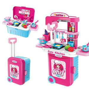Juego de Cocina Educativo, Juguetes de Chef para Jugar a la Cocina, 3 en 1, Maleta de Plástico con Ruedas, Juego de Cocina para Niños - Product Image 1