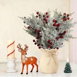Ramas Decorativas Navideñas con Copos <span class=keywords><strong>de</strong></span> Nieve, Agujas <span class=keywords><strong>de</strong></span> Pino, Bayas Rojas Artificiales, Decoración para el Hogar, <span class=keywords><strong>Ramo</strong></span> <span class=keywords><strong>de</strong></span> Pino, Venta al por Mayor <span class=keywords><strong>de</strong></span> Fábrica - Product Image 2