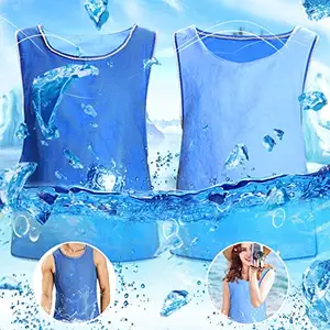 Evaporative Ice Cooling Vest Blue PVA Water Activated Vests with Reflective Tape Air Conditioner Jacket for Summer Outdoor