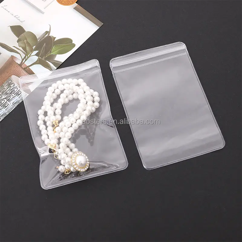 Customized Small Jewelry Packaging Zip Plastic Bag Matte Cute Zipper Bag For Earring Reusable Logo PVC Mini Ziplock Pouch Bag