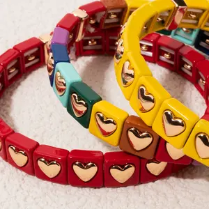 Bracciale Elastico Bohémien con Perline a Cuore Colorate in Lega di Zinco, Gioiello Moda Regalo per Donne <span class=keywords><strong>2026</strong></span> - Product Image 4