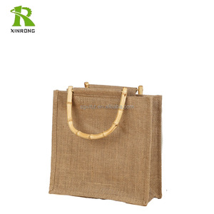 Custom Eco-Friendly <strong>Jute</strong> <strong>Tote</strong> <strong>Bags</strong> Holiday Christmas Burlap Pouch with Long Ribbon Handle Clear Front for Parties - Product Image 1