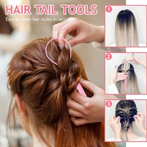 Vente en gros d'élastiques à cheveux en caoutchouc haute élasticité, 24/28/32 couleurs, outil Topsy Tail mignon, peigne à queue, pour coiffure esthétique DIY et tresses à bulles - Product Image 6