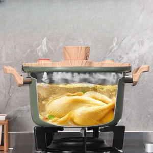 Conjunto de regalo de promoción corporativa multifunción de doble fondo Micro uso doméstico <span class=keywords><strong>olla</strong></span> <span class=keywords><strong>a</strong></span> presión gruesa de grano de madera de aluminio - Product Image 3