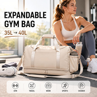 Sac de sport extensible 40L imperméable personnalisé pour fabricants, avec compartiment à chaussures ventilé et porte-bouteille à cordon, idéal pour la gym et le travail