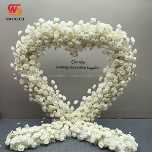 Suave forma de corazón Recepción de boda seda rosa roja flor arco corazón flores telón de fondo para decoración de eventos de boda - Product Image 2