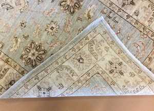 Beau tapis en laine noué à la main Oushak bleu clair Beige 9x12 Style oriental nouveau personnalisable pour le camping pique-nique coton - Product Image 4