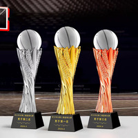 Trophée multisports doré avec balles 3D - Volleyball, Basketball, Football, Golf et Billard, base personnalisable pour les champions