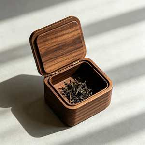 Chinese Style Walnut Wood <b>Tea</b> Storage <b>Box</b> Rectangle Airtight Moisture Proof Office Desk <b>Tea</b> Container - Product Image 2