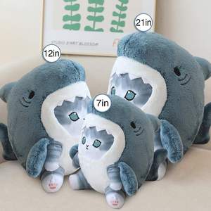 Lindo Peluche de Tiburón Suave para Bebés, Juguete de Peluche de Gato Kawaii, Peluche de Animal de Peluche, Lindo Gato Tiburón que se Transforma en Muñeco de Peluche de Gato, Regalos para Niños - Product Image 1