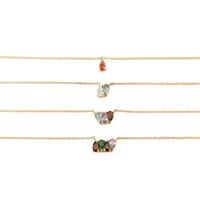Collier pendentif poire personnalisable Haomi CE avec pierres de naissance, zircon et pierres multiples, en acier inoxydable doré pour femme, vente en gros et personnalisation
