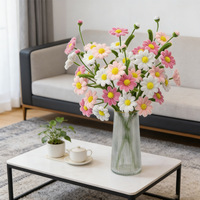 Fleurs artificielles en forme de marguerite à 3 têtes, prêtes à l'emploi, en bâtonnets torsadés, en crochet, en nettoyeur de pipe, bouquet de fleurs artisanales pour la décoration de la maison et des mariages