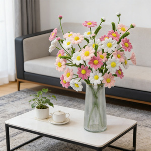 Fiori Artificiali di <span class=keywords><strong>Margherita</strong></span> a <span class=keywords><strong>3</strong></span> Teste su Bastoncini Intrecciati, Bouquet di Fiori Fatti a Mano con Scovolini per Decorazioni Casa e Matrimoni - Product Image 3