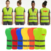 Gilet de sécurité réfléchissant avec fermeture éclair sur le devant et logo personnalisé, haute visibilité pour les travailleurs du bâtiment, les équipes routières et les travaux en extérieur