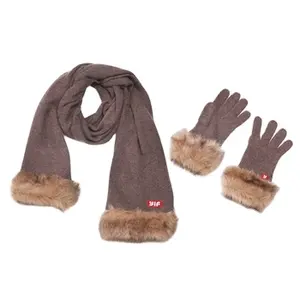 Оптовая продажа, зимние шарфы с сенсорным экраном и защитой от непогоды, плотные вязаные перчатки, вязаные шапки, перчатки и шарфы, набор перчаток и шарфов