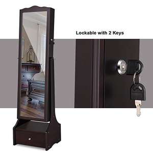 トレイと大きな引き出しベースを備えた全長LEDライトストリップジュエリーキャビネット戸棚ミラージュエリーオーガナイザー - Product Image 3