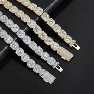<span class=keywords><strong>Cadena</strong></span> de tenis cuadrada de plata de ley 925 maciza con moissanita VVS, estilo bling, para hombre y mujer, ideal para fiestas, joyería fina hip hop. - Product Image 3