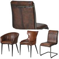 Chaise de Salle à Manger Vintage en Faux Cuir Marron Rembourrée Chaise de Cuisine Contemporaine Chaises de Salon avec Accoudoir