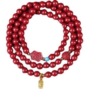 Pulsera de bendición múltiple de tres anillos de cinabrio púrpura artificial con entrega directa de fábrica, cadena de mano retro y de moda - Product Image 5