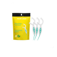Cure-dents et fil dentaire 2 en 1, saveur menthe, marque privée, produit d'hygiène bucco-dentaire en plastique, nettoyage efficace, cure-dents et fil dentaire