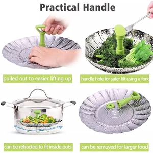 Cestello Pieghevole Ecologico per Cottura Verdure, Grande Griglia Vaporiera Espandibile in Acciaio Inox - Product Image 5