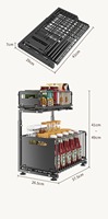 Organisateur de cuisine à 2 niveaux en forme de L, réglable en hauteur, sous l'évier, avec tiroir coulissant séparé, étagère de rangement, organisateur d'épices