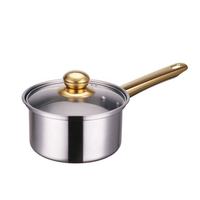 Ensemble de casseroles et poêles en acier inoxydable de luxe moderne de 12 pièces avec couvercles, finition dorée