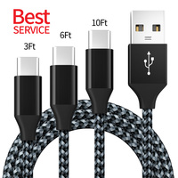 Cable USB C con revestimiento de nailon, cable de datos USB A a USB C, cable de carga al por mayor