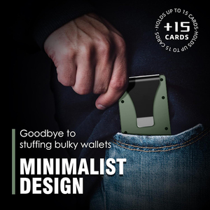 RFID Blocking <b>Card</b> <b>Wallet</b> Aluminum Alloy Slim <b>Holder</b> with Money Clip Customized Logo - Product Image 3