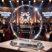 Trophée en cristal octogonal rond personnalisé, grande surface de gravure, plaque de logo, design pour équipe, champion, reconnaissance des employés