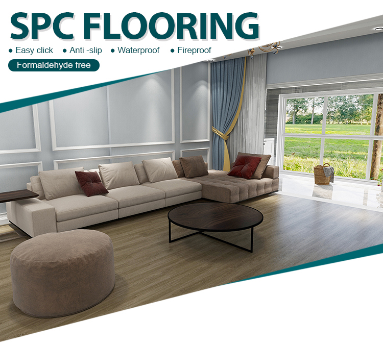 Chinese supplier unilin click wear proof rigid 5mm plastic pvc spc flooring for interior