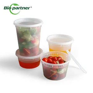 Custom Logo Printed PP Clear PET Disposable Salad Food Container Disposable Plastic Cup Deli Container With Lids