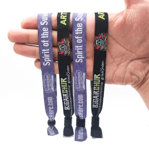 Adjustable Music Festival Fabric Wristband NFC Bracelet Logo By Printed For Event Concert