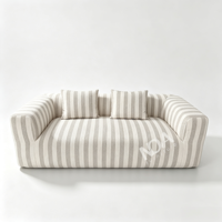 Vakuumkomprimiertes 3-Sitzer-Sofa Gestreifter Stoff Modulares Faulsofa Modernes Wohnzimmer Polstersofa