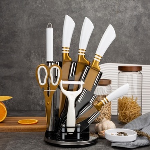 Juego de 9 Cuchillos de Cocina Profesionales Antiadherentes de Acero Inoxidable Dorado Titanio con Bloque - Product Image 5