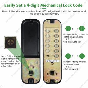Serrure <span class=keywords><strong>de</strong></span> <span class=keywords><strong>porte</strong></span> à <span class=keywords><strong>code</strong></span> mécanique sans clé moderne, à combinaison, en alliage <span class=keywords><strong>de</strong></span> zinc, à <span class=keywords><strong>poignée</strong></span> simple - Product Image 5