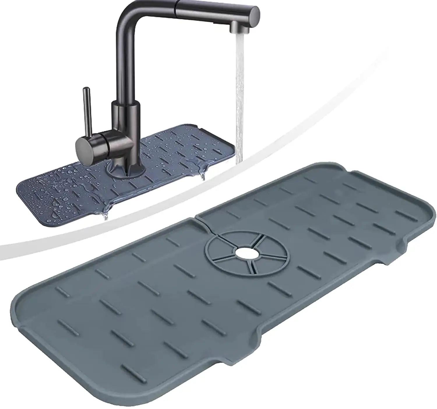 Grand tapis d'évier de cuisine en Silicone, Durable, tapis absorbant, facile à sécher à l'air, tapis de robinet d'évier en Silicone, vente en gros