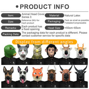 Masques en latex amusants avec des coiffures d'animaux mignons pour Halloween, cosplay, fête costumée, mascarade, festival, jouet, fournitures d'activités - Product Image 2