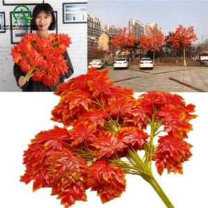 فروع حمراء صناعية ، شجيرات أوراق الخريف ، جذع حرير لمطبخ المنزل ، طاولة عيد الشكر ، ديكور المهرجان - Product Image 3