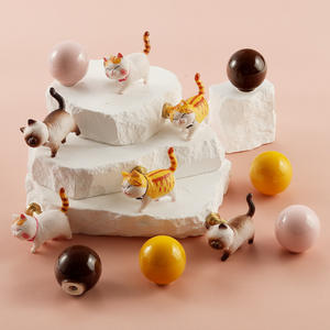 Manijas y pomos de gabinete con diseño de gato de dibujos animados, creativos y lindos, con base de latón, para gabinetes de cocina, ideales para la habitación de los niños. - Product Image 2