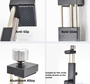 Penjepit Ponsel Aluminium, Penyangga Smartphone Universal yang Dapat Disesuaikan 60-90mm dengan Lubang Sekrup 1/4 Inci untuk Tripod, Tongsis - Product Image 5
