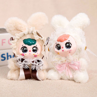Porte-clés en peluche lapin mignon en tissu doux, faible MOQ, vente en gros