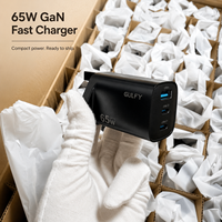 En stock Chargeur rapide GaN 65W Prise UK 3 ports USB-C USB-A Adaptateur secteur Vente en gros Chargeur pour téléphone portable et ordinateur portable