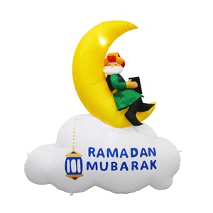 Đồ trang trí Ramadan ngoài trời năm 2024: Người đàn ông bơm hơi ngồi trên mặt trăng cầm sách, dùng cho tiệc tùng Hồi giáo - Product Image 2