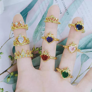 RM1521 Delicato <span class=keywords><strong>Anello</strong></span> Promessa a Forma di Cuore con <span class=keywords><strong>Tiara</strong></span> Principessa in Zirconia Cubica Placcato Oro 18K per Donne - Product Image 2